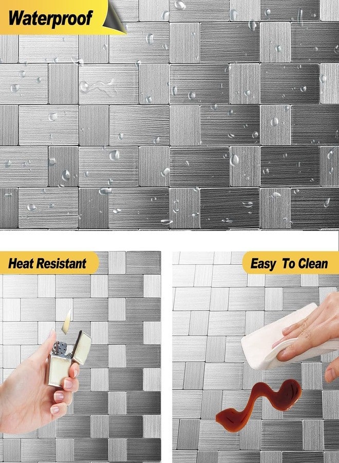 Jolfay Peel and Stick Backsplash Tiles, Self-Adhesive Brushed Stainless Steel Mosaic Wall Tiles for Kitchen and Bathroom, 3D Wall Sticker Wallpaper (Glosy Silver, 5) - Image 5